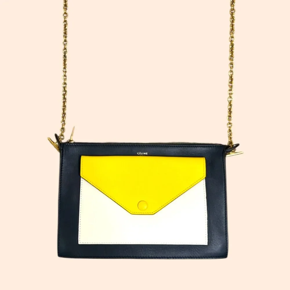 Celine Tricolor Envelope Pocket Zip Bag